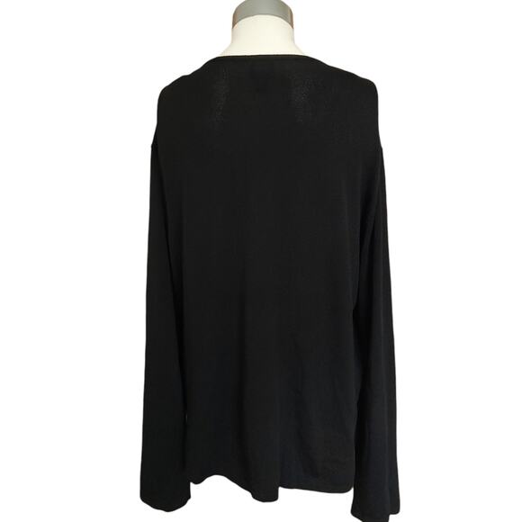 EILEEN FISHER Woman System button up black basic classic cardigan sweater Sz 3X - Picture 2 of 4